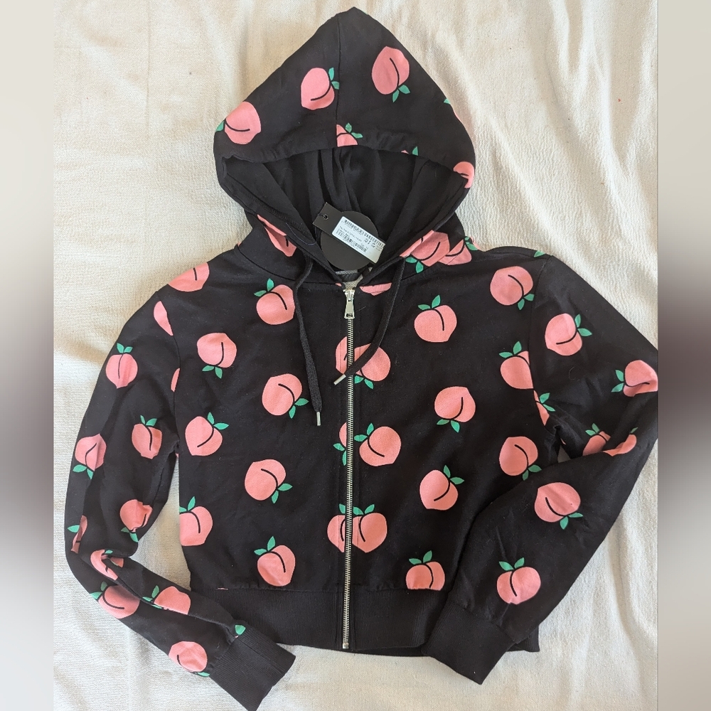 Dangerfield Black Full Zip Hoodie with Peach Print 8